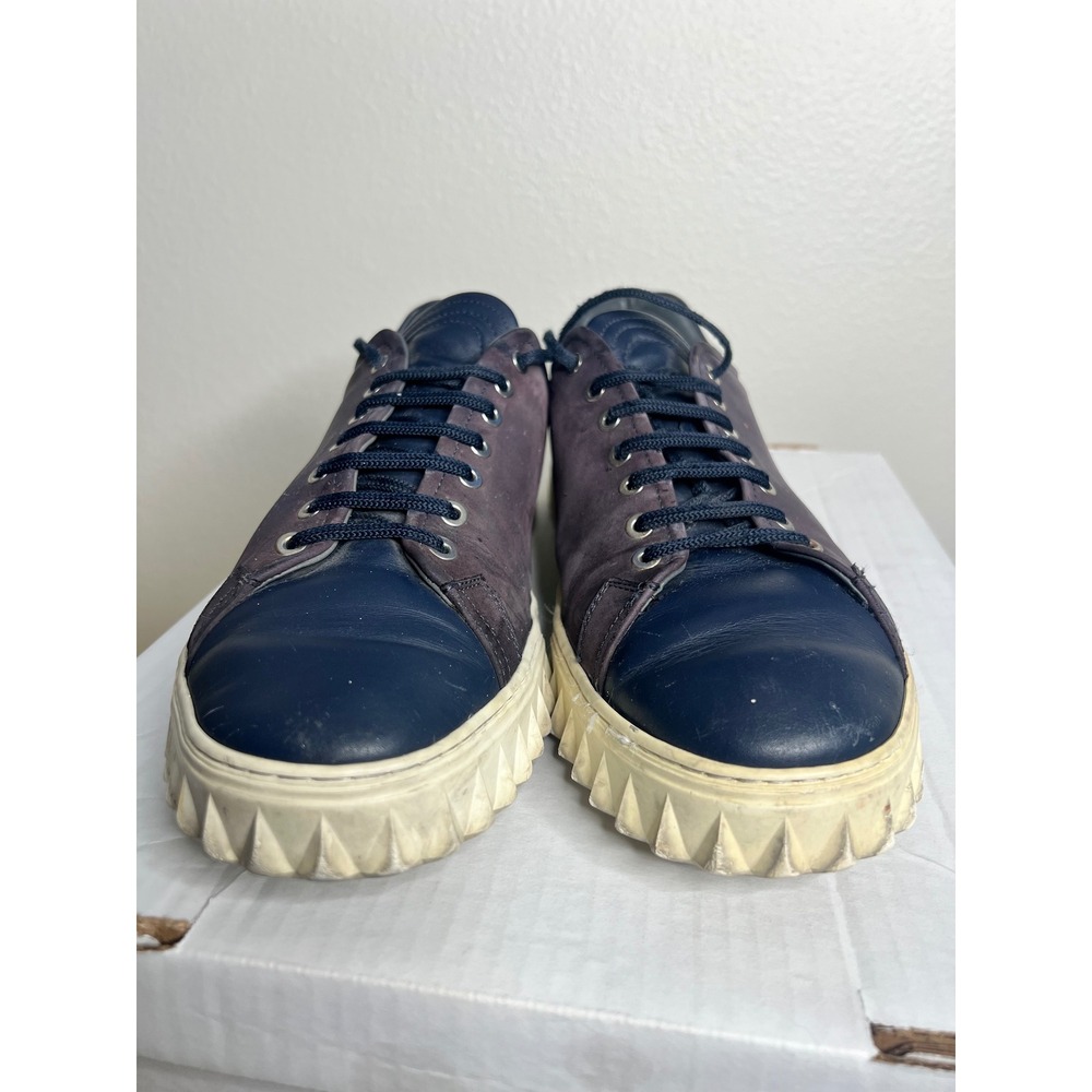 Salvatore Ferragamo Mens TZ 71307 Blue Leather Low Top Sneakers Size 12 M